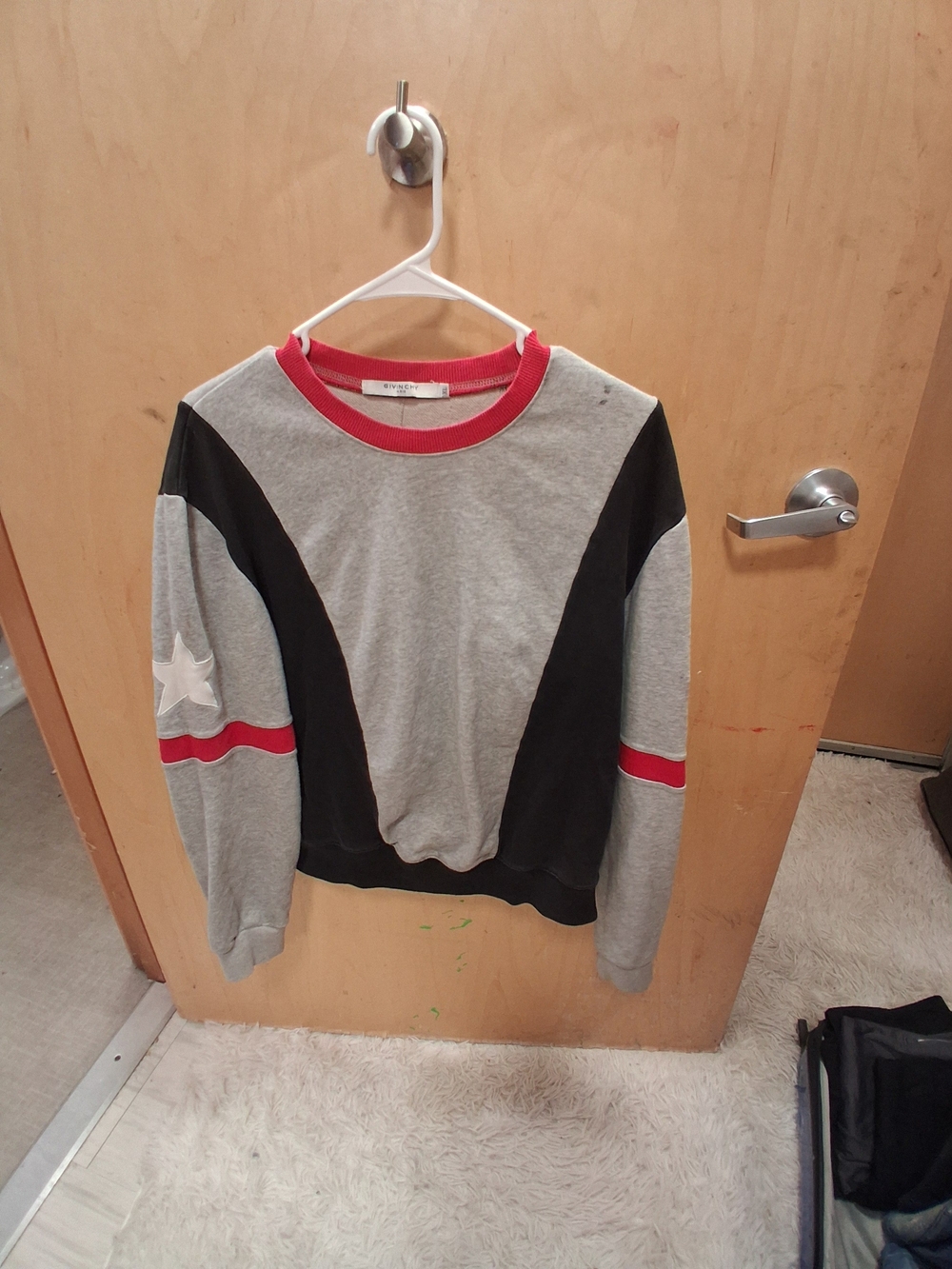 Givenchy Grey and Black Crewneck Sweatshirt with Red Trim
